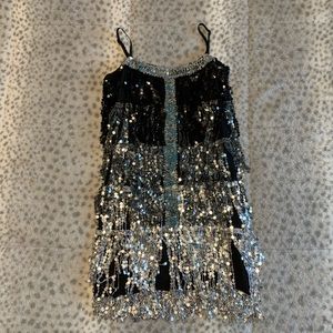 Black and silver sequin dance costume